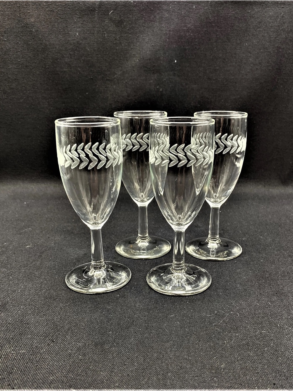libby. edelman Clear Etched Leaf Band Stemmed Glasses - Set of 4